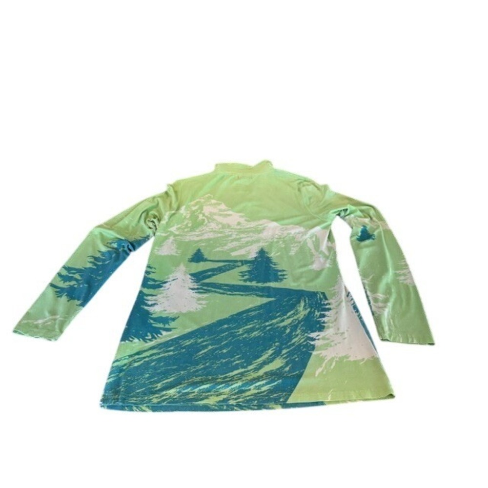 Neve St. Moritz Silk Wool Blend Quarter‎ Zip Ski Base Layer Top Green Women M - Picture 5 of 7